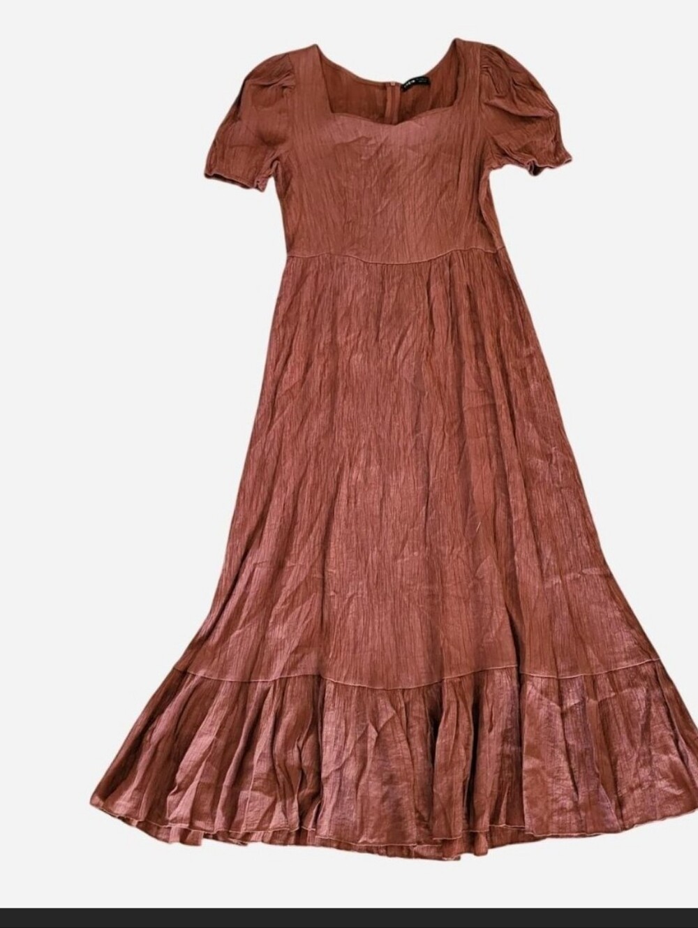 SHEIN burnt orange crinkle dress